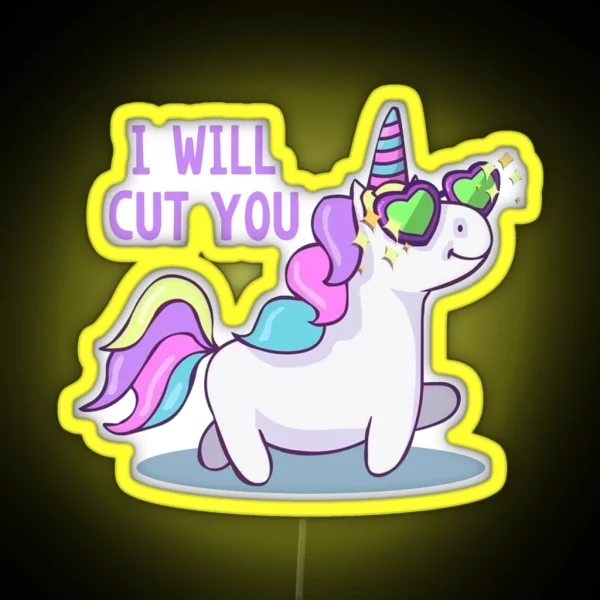 Unicorn I Will Cut You RGB Neon Sign