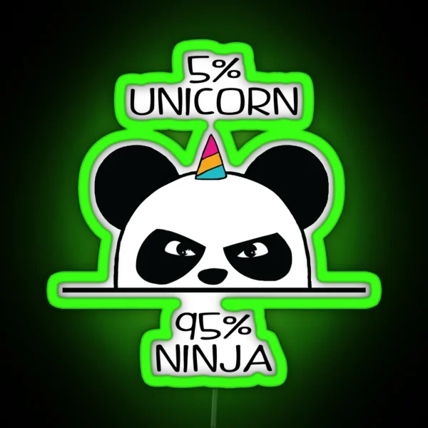Unicorn Ninja Panda RGB Neon Sign