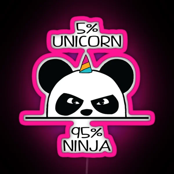 Unicorn Ninja Panda RGB Neon Sign