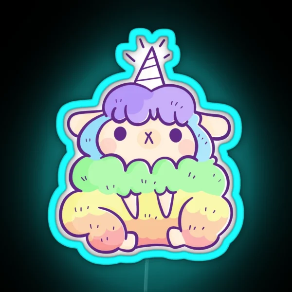 Unicorn Rainbow Sheep RGB Neon Sign