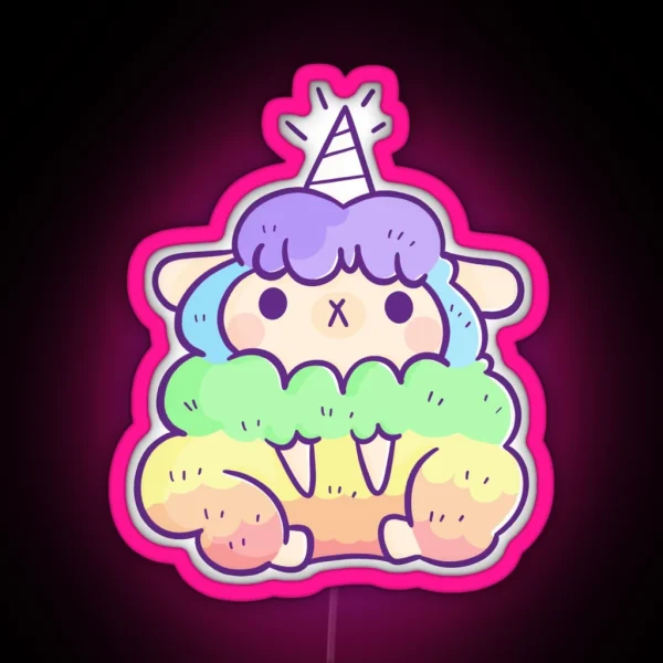 Unicorn Rainbow Sheep RGB Neon Sign