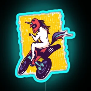 Unicorn Riding Motorcycle RGB Neon Sign