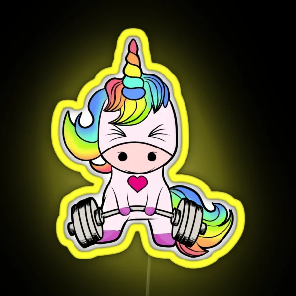 Unicorn Weightlifting RGB Neon Sign