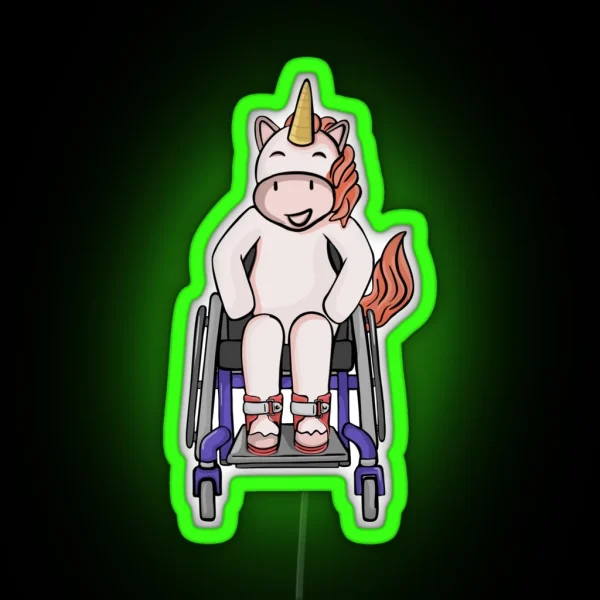 Unicorn With Purple Wheelchair And Afos RGB Neon Sign