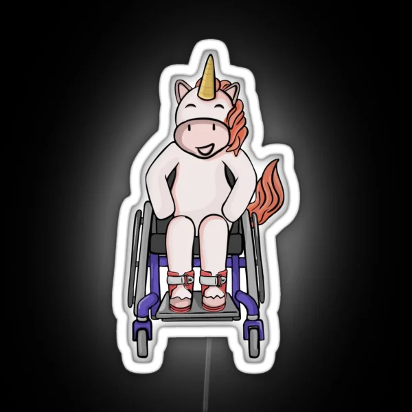 Unicorn With Purple Wheelchair And Afos RGB Neon Sign