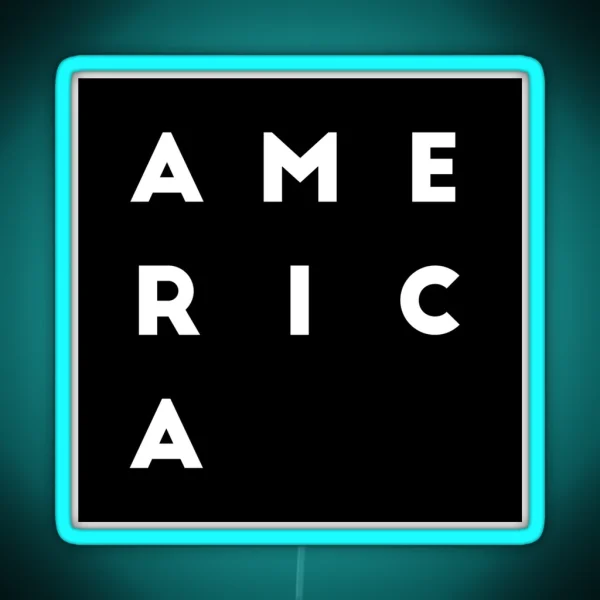 United States Of America American Square Letters Black RGB Neon Sign