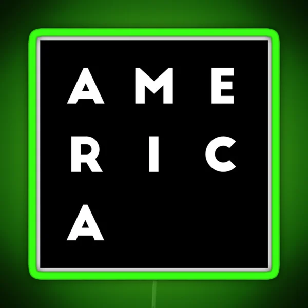United States Of America American Square Letters Black RGB Neon Sign