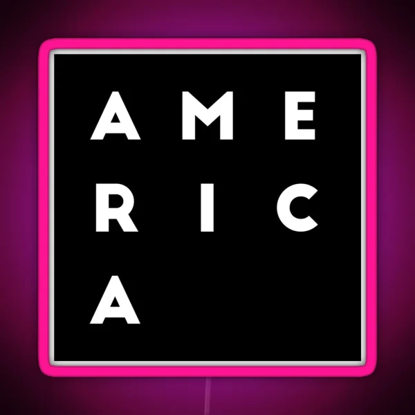 United States Of America American Square Letters Black RGB Neon Sign