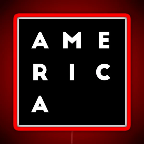 United States Of America American Square Letters Black RGB Neon Sign