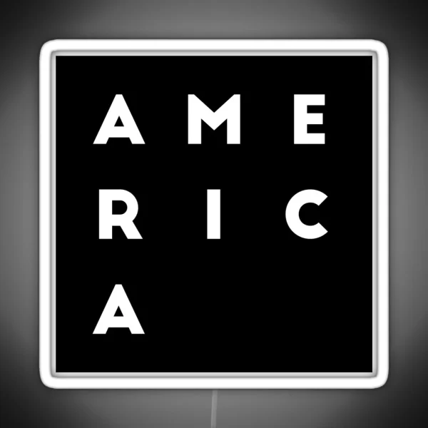 United States Of America American Square Letters Black RGB Neon Sign