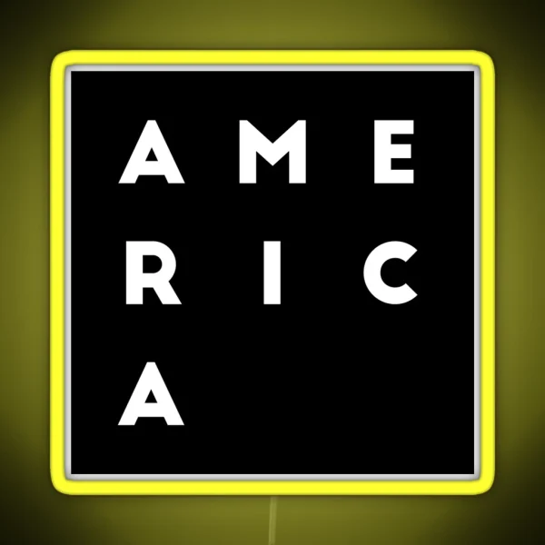 United States Of America American Square Letters Black RGB Neon Sign