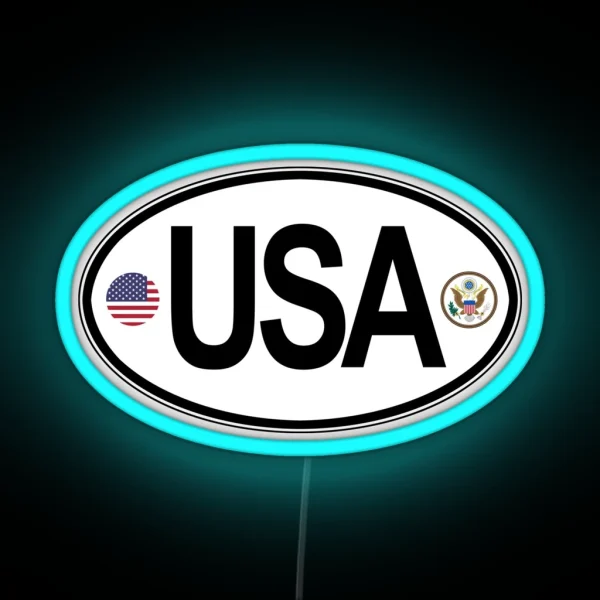 United States Oval Country Code Decal RGB Neon Sign