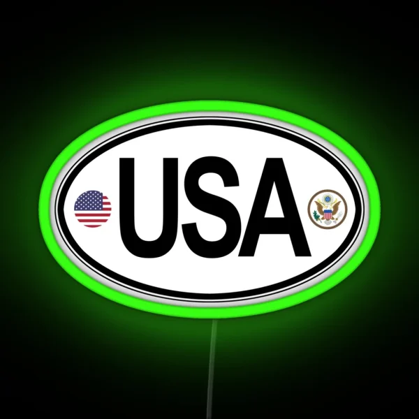 United States Oval Country Code Decal RGB Neon Sign