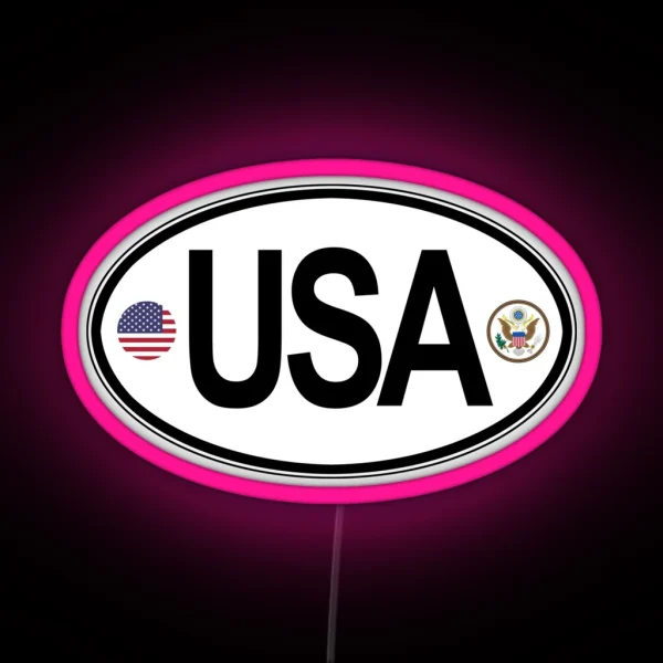 United States Oval Country Code Decal RGB Neon Sign