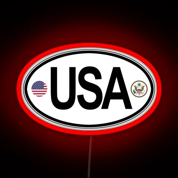 United States Oval Country Code Decal RGB Neon Sign