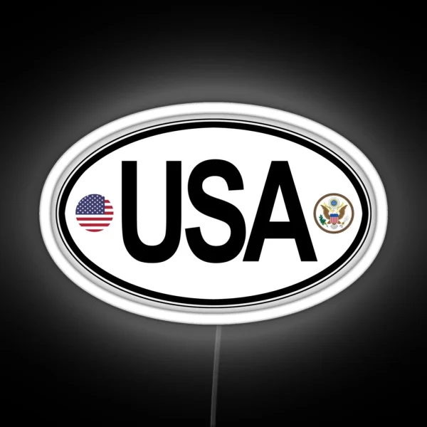 United States Oval Country Code Decal RGB Neon Sign