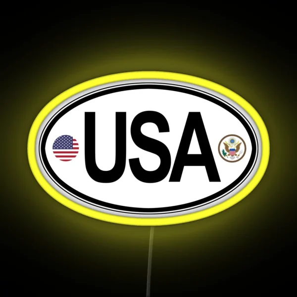 United States Oval Country Code Decal RGB Neon Sign