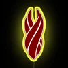 Neon sign with the words 'Unitology Red RGB' in bold, modern font on a bright yellow background.