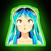 Lum from Urusei Yatsura standing in front of an RGB neon sign
