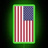USA American flag neon phone case design with green accents