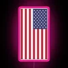 American flag pattern on a phone case with neon accents.