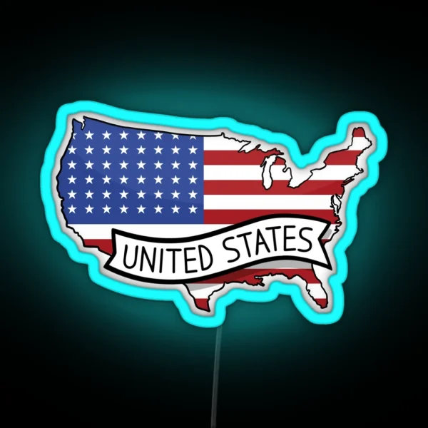 USA Flag Map Led RGB Neon Sign