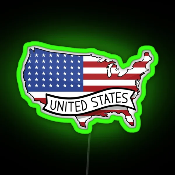 USA Flag Map Led RGB Neon Sign