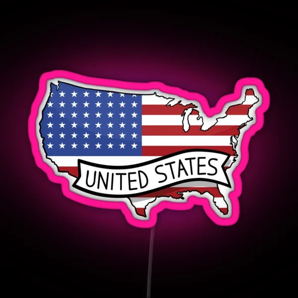USA Flag Map Led RGB Neon Sign