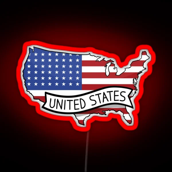 USA Flag Map Led RGB Neon Sign