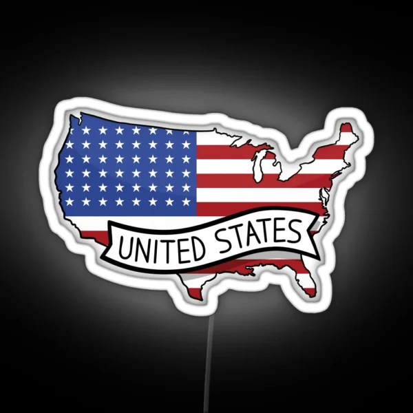 USA Flag Map Led RGB Neon Sign
