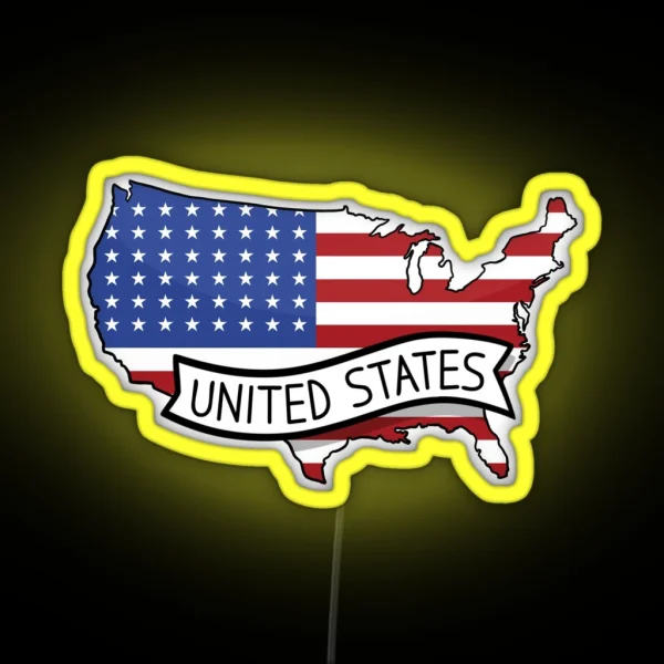 USA Flag Map Led RGB Neon Sign