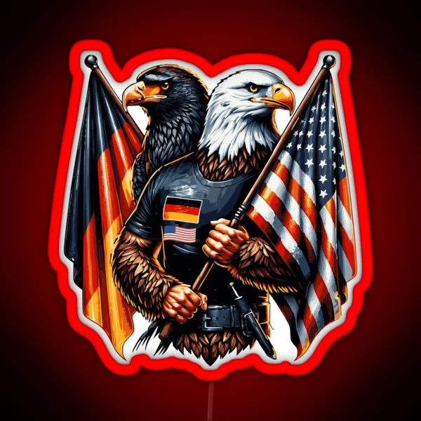 USA Germany Eagles American German RGB Neon Sign