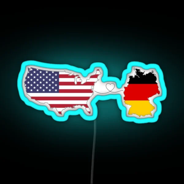 USA Germany Long Distance Love RGB Neon Sign