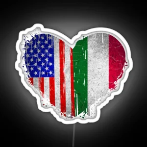 USA Italy Heart Dual Citizenship Vintage Retro Design RGB Neon Sign