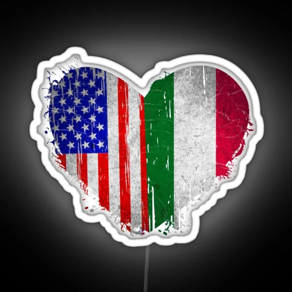 USA Italy Heart Dual Citizenship Vintage Retro Design RGB Neon Sign