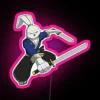 A neon sign featuring Usagi Yojimbo, a samurai rabbit character from a popular manga series.