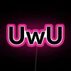 UwU-inspired neon sign with pink glow