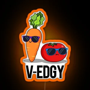 V Edgy Funny Veggie Puns RGB Neon Sign