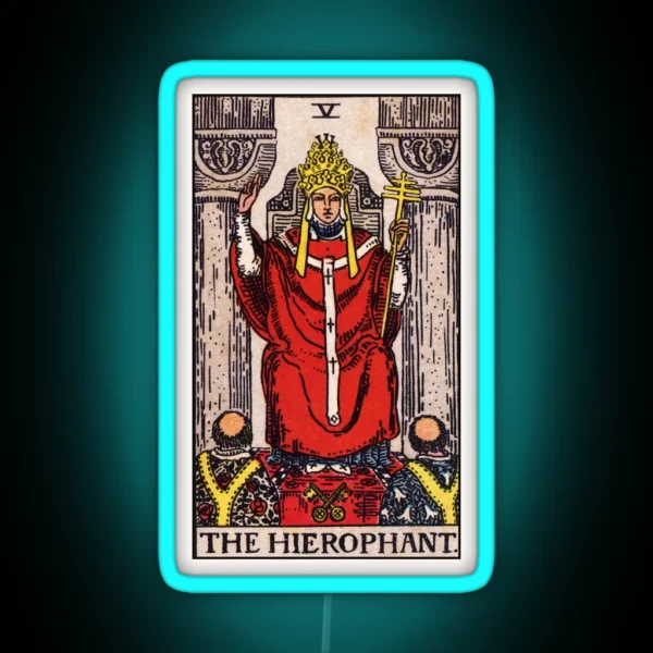 V The Hierophant Tarot Card RGB Neon Sign