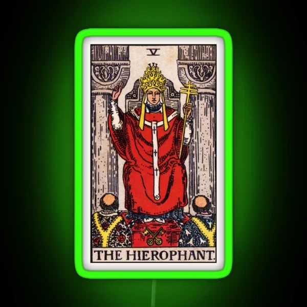 V The Hierophant Tarot Card RGB Neon Sign