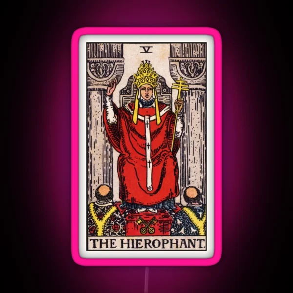 V The Hierophant Tarot Card RGB Neon Sign