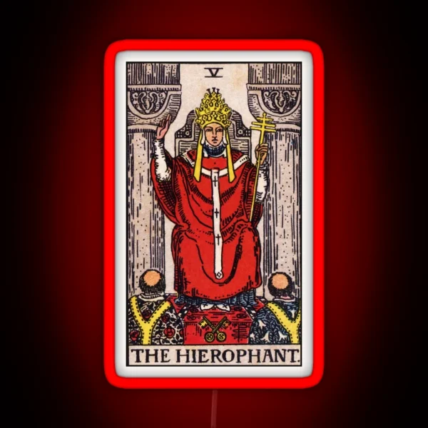 V The Hierophant Tarot Card RGB Neon Sign
