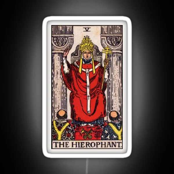 V The Hierophant Tarot Card RGB Neon Sign