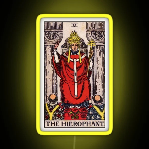 V The Hierophant Tarot Card RGB Neon Sign