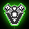 V8 Engine Piston Design with RGB Neon Sign