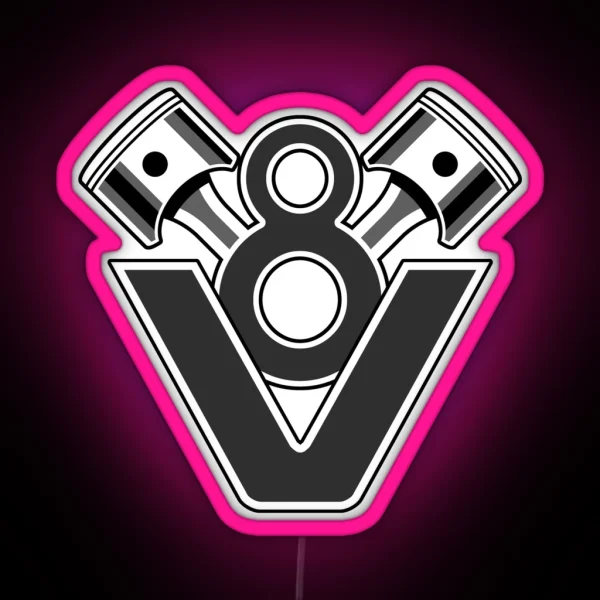 V8 Engine Piston Design RGB Neon Sign