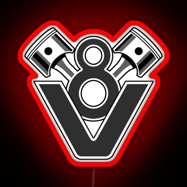 V8 Engine Piston Design RGB Neon Sign