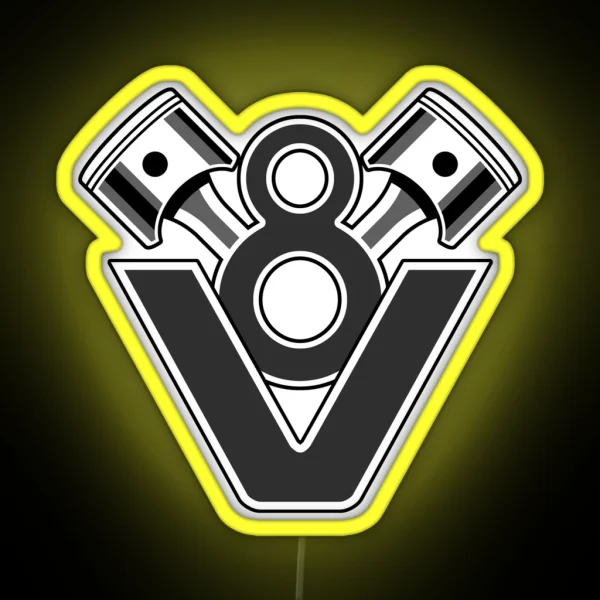V8 Engine Piston Design RGB Neon Sign
