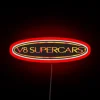 Neon V8 Supercar sign in red color scheme