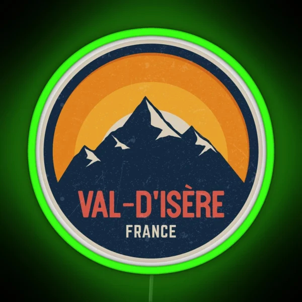 Val D Isere France Mountain Design RGB Neon Sign